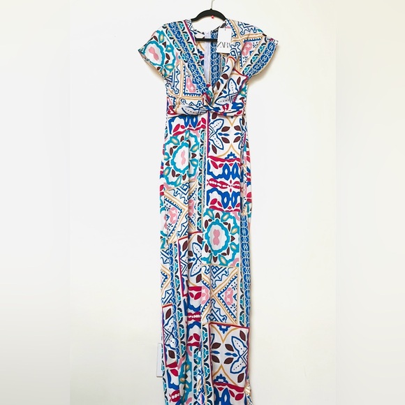 Zara -Satin Effect Print Jumpsuit -size S - NWT - Picture 7 of 8